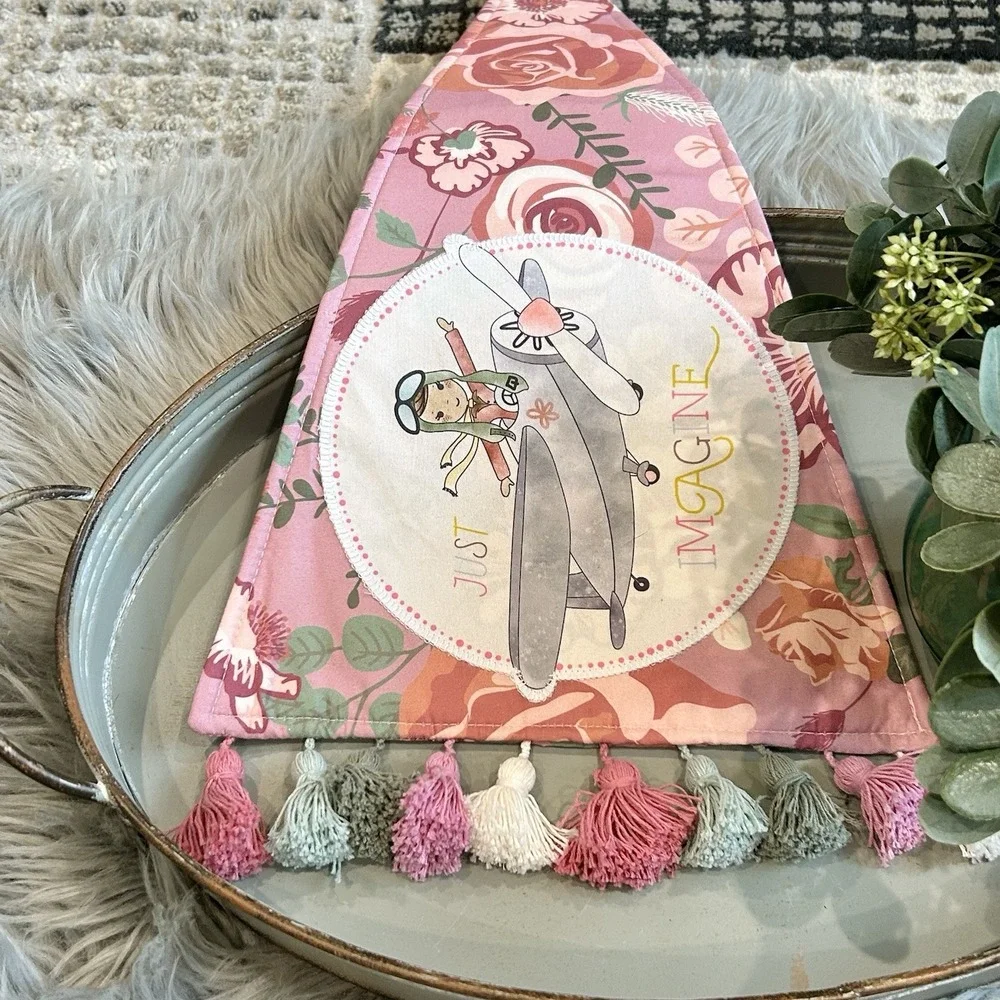 Matilda‎ Jane Imagine Pennant Banner Tassels Plane Girl Pink Green Floral